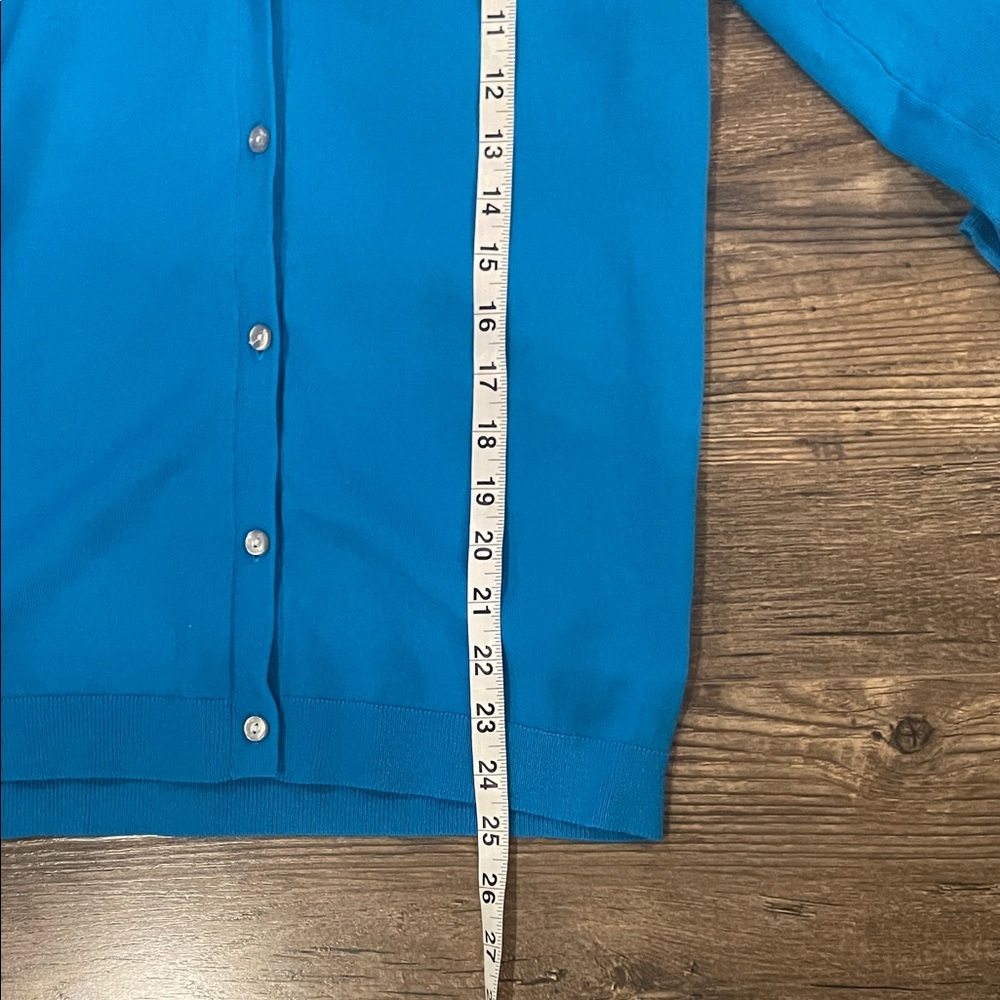 Lands' End Bright‎ Blue V-Neck Three quarter sleeve Cardigan Size XS - Picture 5 of 6